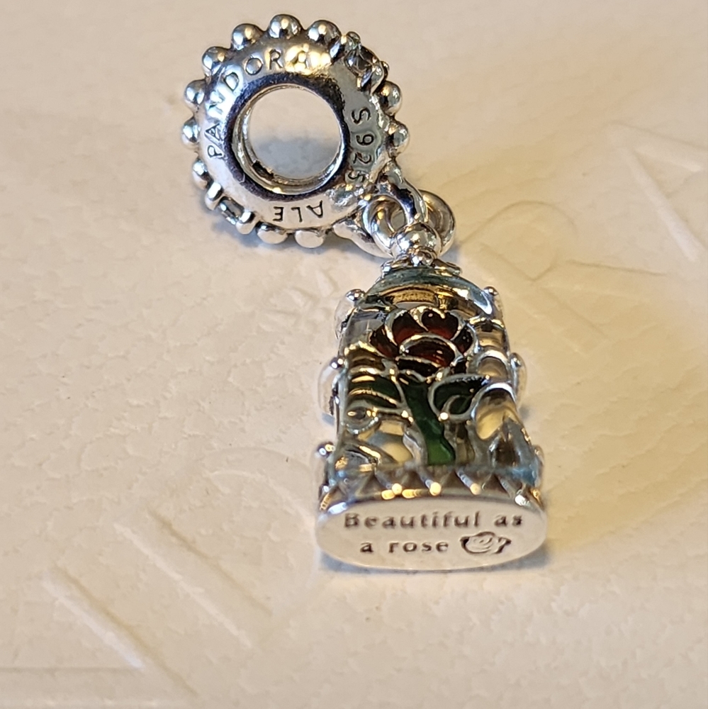 Pandora Disney Beauty and the Beast Enchanted Rose Dangle Charm - Picture 4 of 11